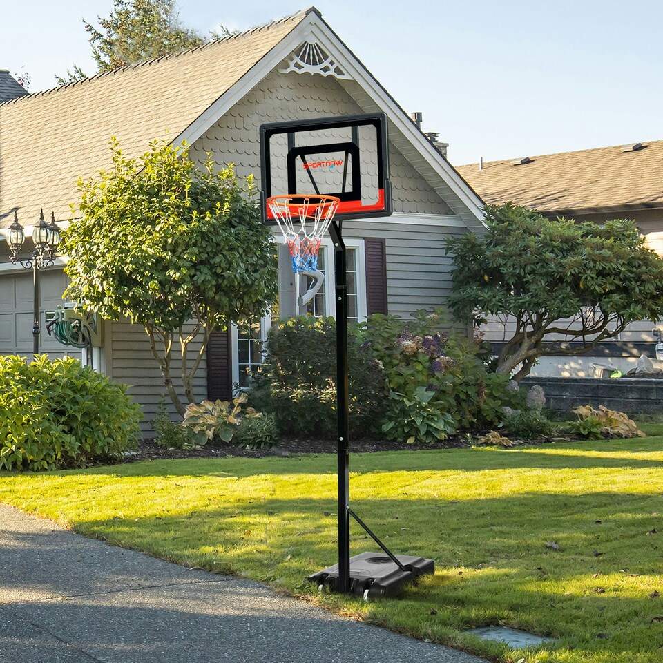 image 1 of SPORTNOW 2.6-3.1m Basketball Hoop and Stand w/ Weighted Base, Wheels, Black
