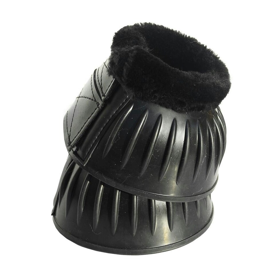 image 1 of Rhinegold Fleece Trim Overreach Boot | Black | Colour: Black/Black
Size: X-Large