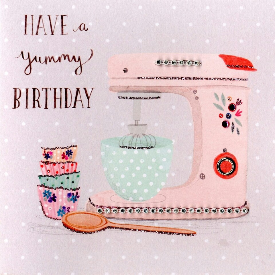 Yummy Baking Embellished Birthday Greeting Card Hand-Finished Marshmallow Cards