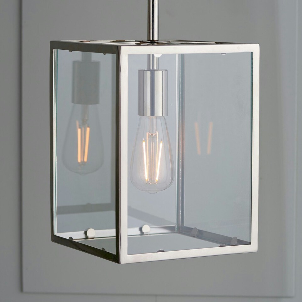 image 1 of Hadden Pendant Bright Nickel Plate & Clear Glass 1 Light Dimmable IP20 - E27