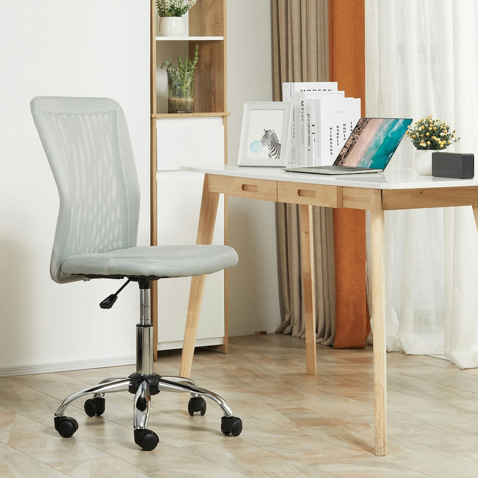 image 1 of Vinsetto Mesh Back Armless Office Chair with Adjustable Height, Wheels Grey