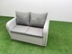image 3 of Fimous High Back Poly Rattan Garden Furniture Set with Reclining Chair Loveseat Sofa Rectangular Dining Table Indoor Outdoor Patio  Set Side Table Light Grey
