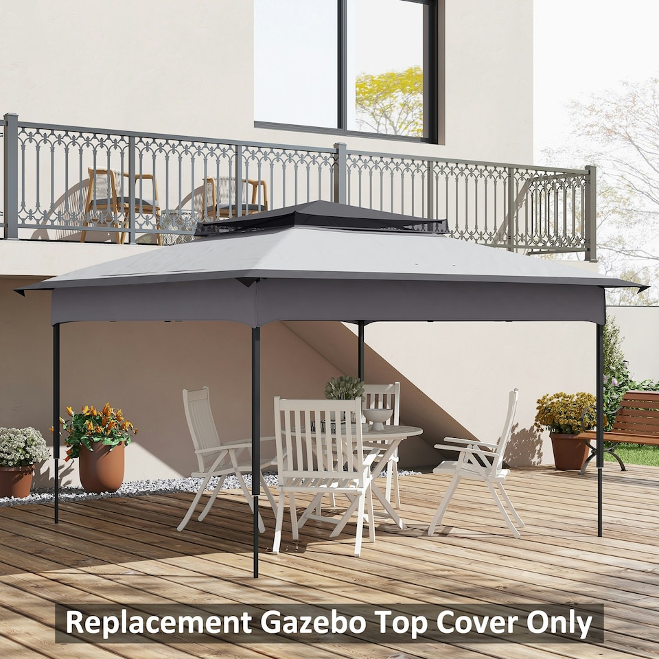 image 1 of Outsunny 3.25mx3.25m 2-Tier Gazebo Cover Replacement, 30+ UV Protection, Beige