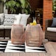 image 2 of Teamson Home Patio Cylinder Bamboo Side Table with Iron Tabletop - Large