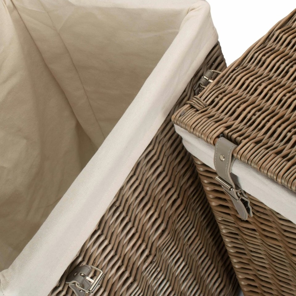 image 1 of Set of 2 Boutique Antique Wash Storage Laundry Wicker Basket | Brown | Brown