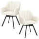 image 1 of Yaheetech Set of 2 Modern Velvet Dining Chairs with Rotating Seat and Backrest | White | Beige | One Size