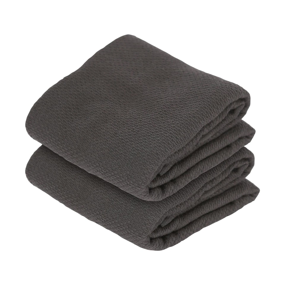 image 1 of Nicola Spring Deluxe 100% Cotton Tea Towels - 60cm x 40cm - Charcoal - Pack of 2