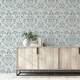 image 2 of World Of Wallpaper Folk Floral Textured Wallpaper - Soft Blue - 10m x 53cm Blue
