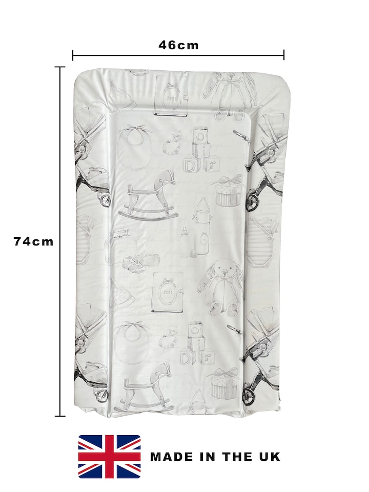 image 1 of Babybase Padded Changing Mat 74 x 46cm Vintage Baby Grey | White