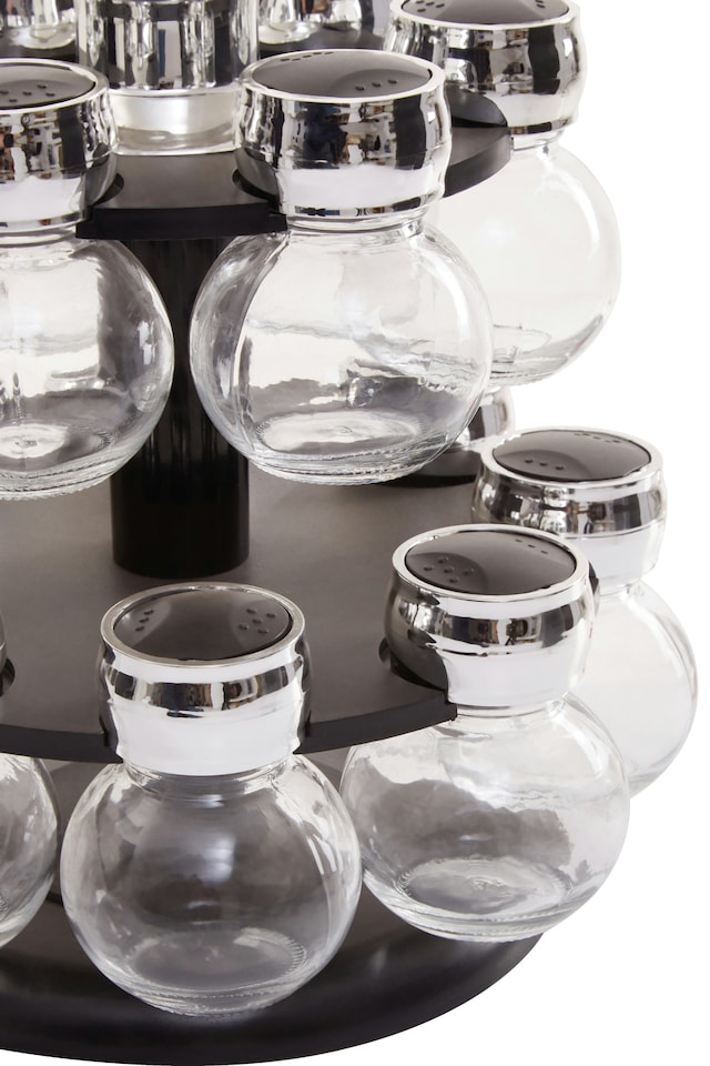 image 1 of Interiors By Premier Revolving Design 2 Tier 14 Bottle Rev Spice Rack, Stainless Steel Lids Spice Rack, Practical Design Rack