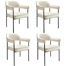 Armchair Doe - durable fabric, black powder-coated legs, 120 kg load, 58 x 62 x 85 cm | White | Woven fabric off-white/black | 4