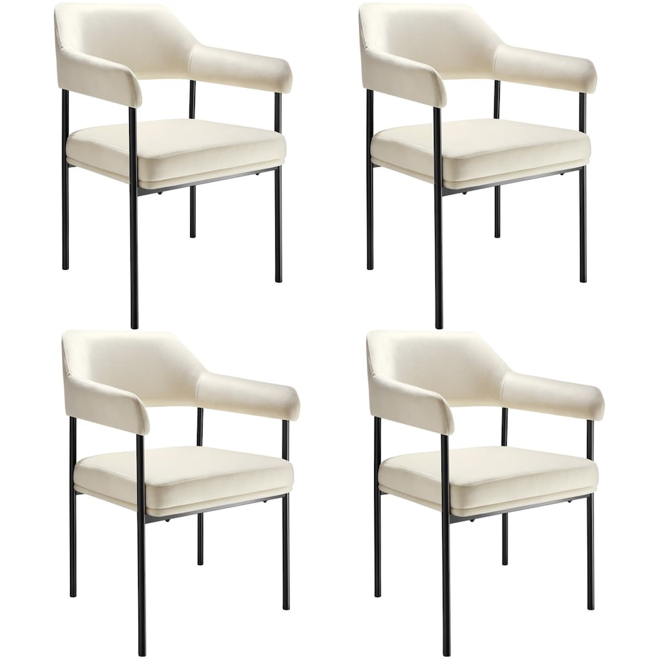 image 1 of Armchair Doe - durable fabric, black powder-coated legs, 120 kg load, 58 x 62 x 85 cm | White | Woven fabric off-white/black | 4