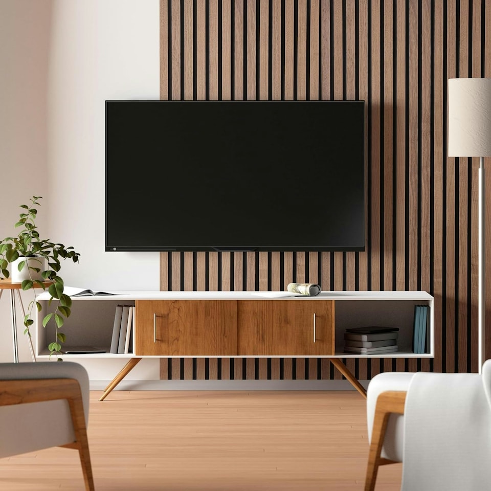 image 1 of Acoustic Wooden Wall Panelling Walnut 300cm