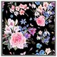 image 1 of Bright pink flowers on black (Picture Frame) Grey | XL