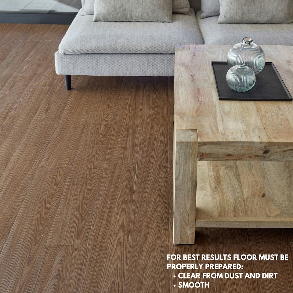 image 1 of NOVECRAFTO Self Adhesive Vinyl Floor Planks – Peel & Stick Flooring – Brown Wood Effect – Easy DIY Installation – Durable & Waterproof Tiles Brown | 2.78 sqm
