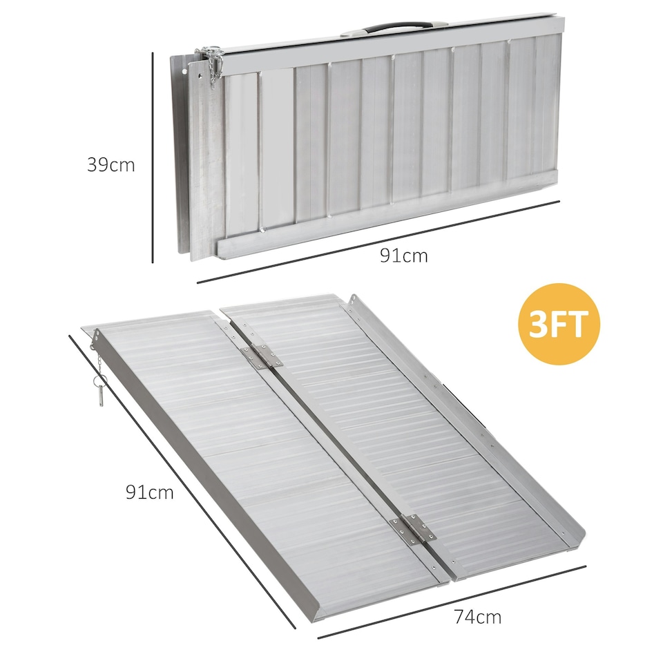 image 1 of HOMCOM 3ft Aluminium Folding Wheelchair Ramp Equipment Mobility Suitcase