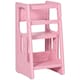 image 1 of HOMCOM Kids Step Stool, Adjustable Standing Platform, Toddler Kitchen Stool Pink
