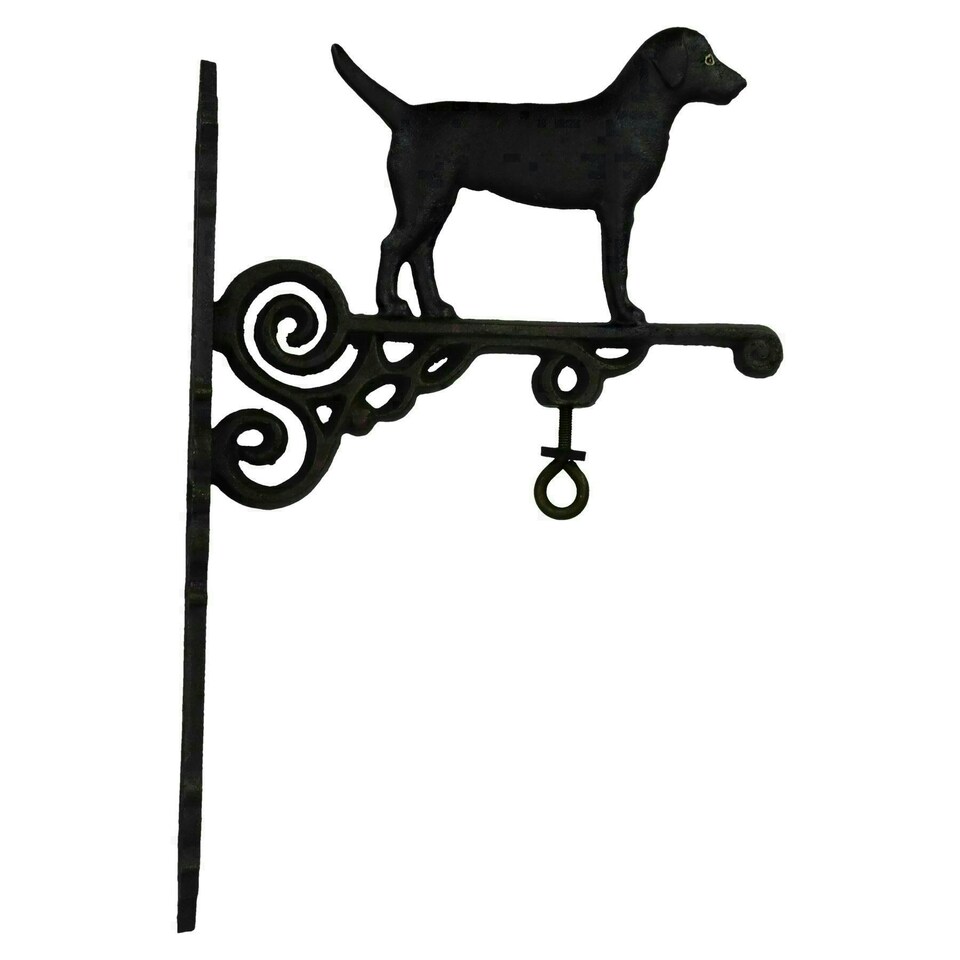 image 1 of Black Labrador Retriever Dog Bell Farm Cast Iron Sign Plaque Door Wall House