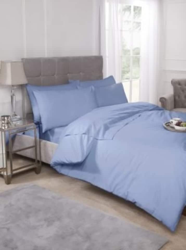 image 1 of Percale Duvet Set Single Bed Blue