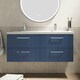 image 2 of Retro 4 Drawer Wall Hung Vanity Unit with Double Ceramic Basin - 1200mm - Satin Blue - Balterley Blue