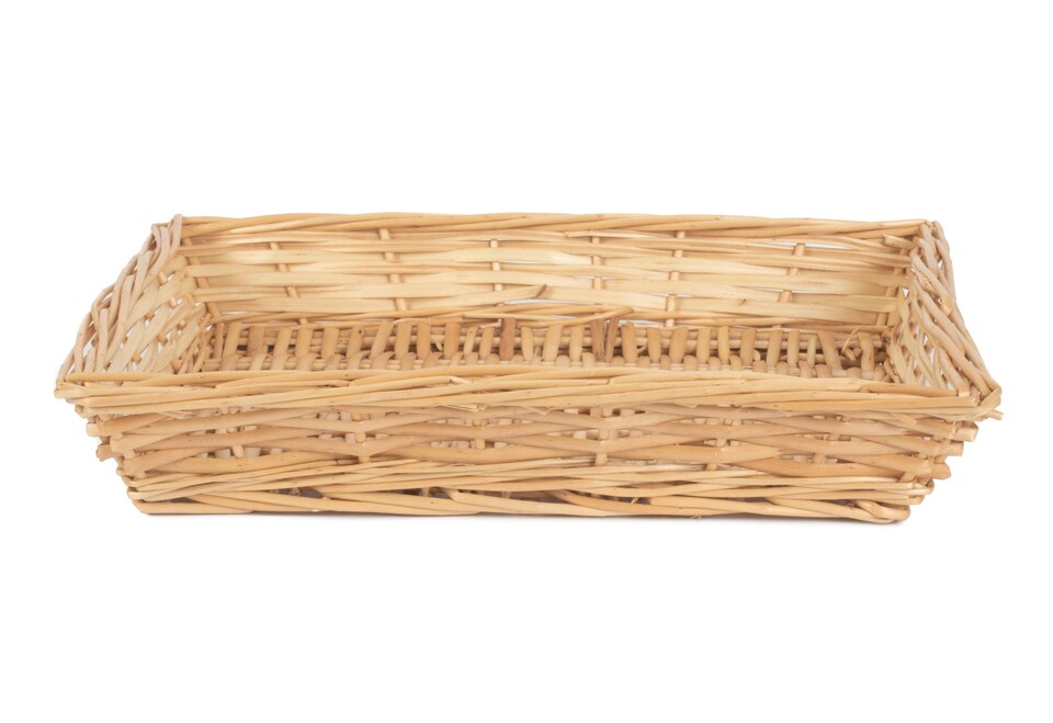 image 1 of Rectangular Flat Split Willow Wicker Tray | Brown | Brown | One Size