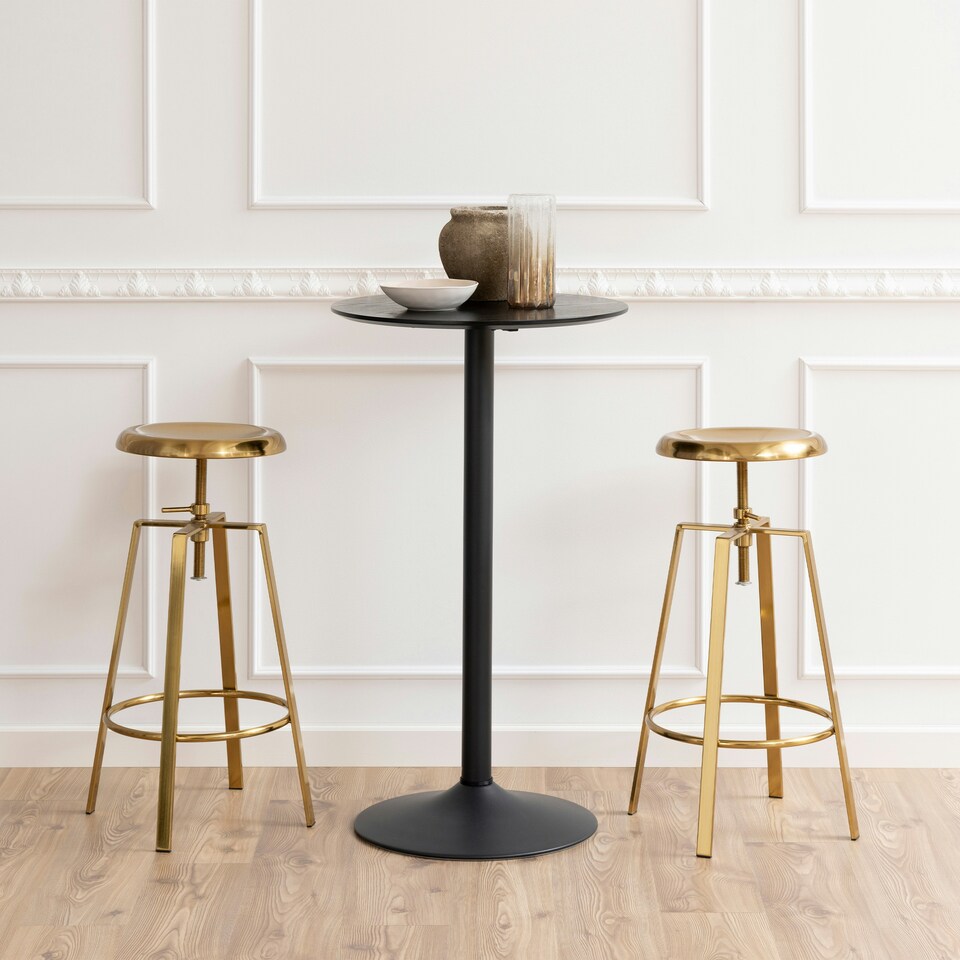 image 1 of Ibiza Tall Round Bar Table with Black Ash Top and Matt Black Base