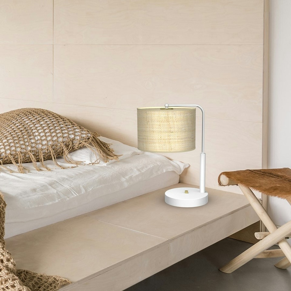 image 1 of Milagro Table Lamp Marshall White / Rattan 1XE27