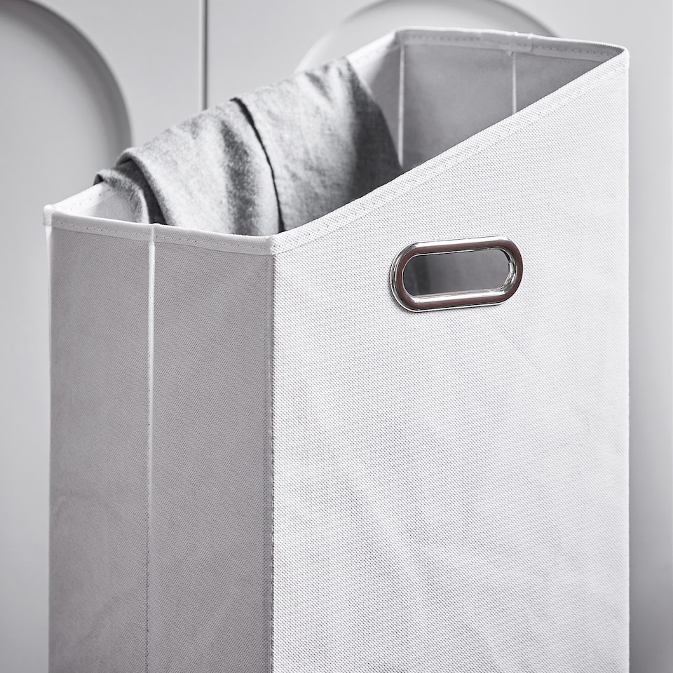 image 1 of SoBuy Bathroom Storage Cabinet with Removable Laundry Basket, White, 11.8x11.8x38.2 inches, 15.8 kg - BZR161-W