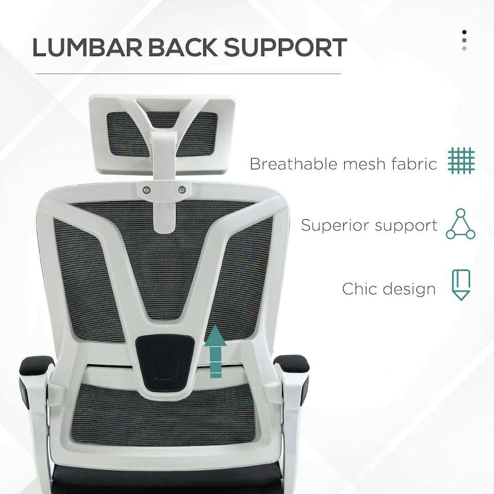 image 1 of Vinsetto Mesh Office Chair for Home with Lumbar Support, Footrest