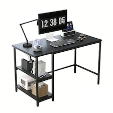 MCC Direct Computer Desk with 2 adjustable shelves 100cm Chicago Black | Black