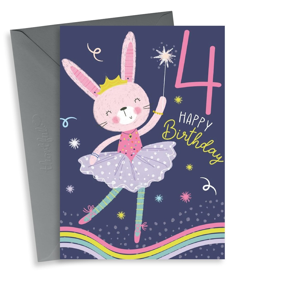 image 1 of Cute Ballerina 4th Birthday Card For Her