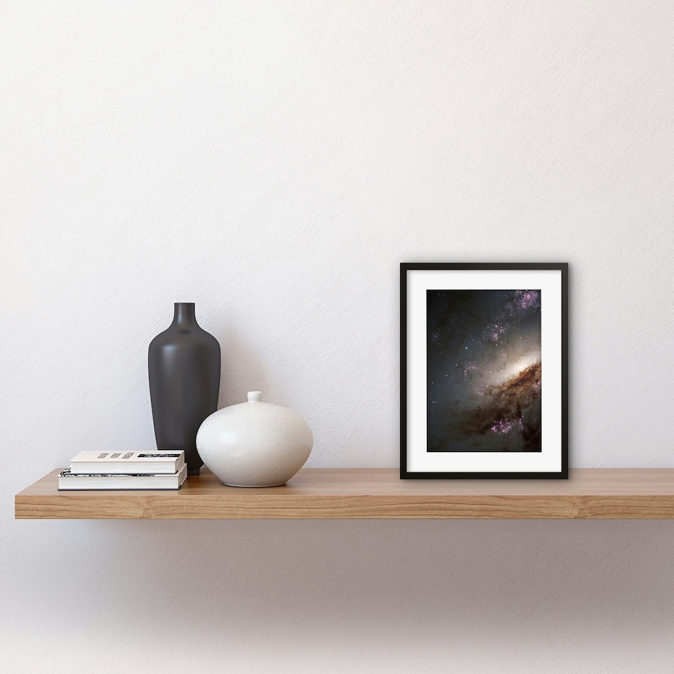 image 1 of NASA Hubble NGC 4258 Messier 106 Spiral Galaxy 9x7" Black Framed Wall Art Print