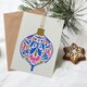 image 3 of Greeting Card Finial Art Nouveau Bauble Pink Blue Gold Modern Blank For Him Or Her Art Xmas Christmas Card
