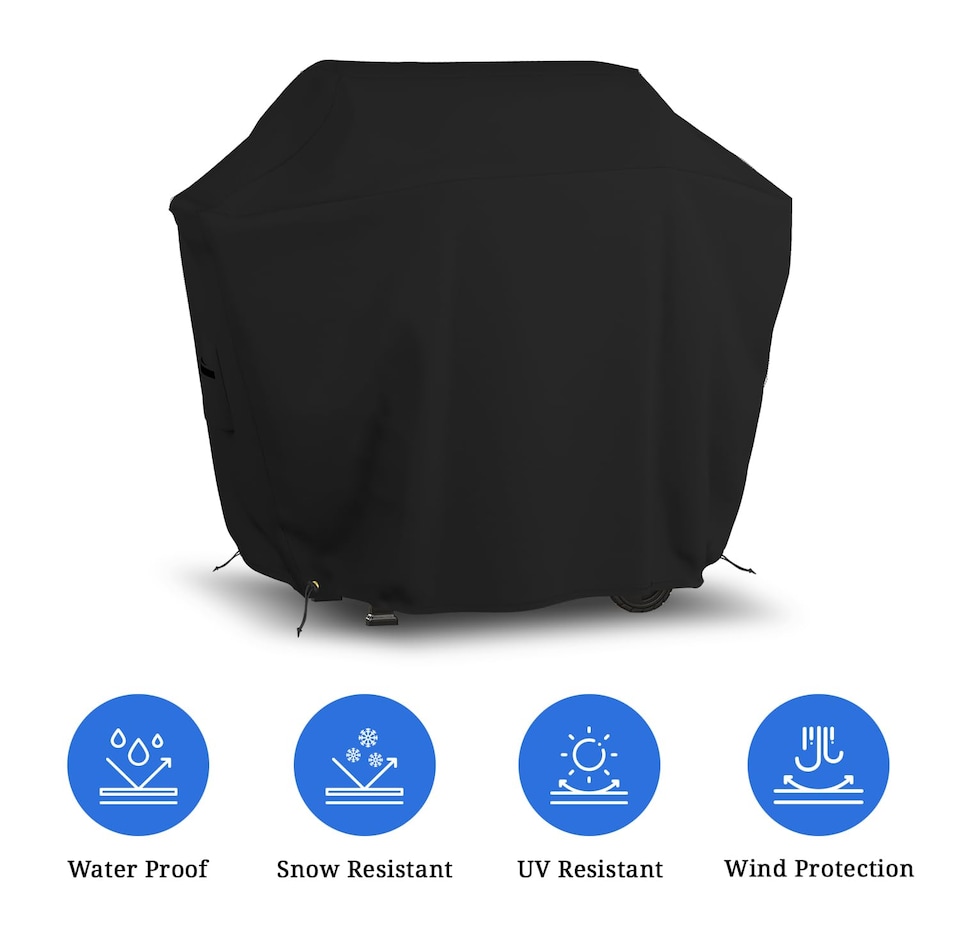 image 1 of Covers&All BBQ Grill Cover, 12 Oz Waterproof UV & Weather Resistant, Outdoor Cover with Air Vents, 70 in x 70 Inch, Black