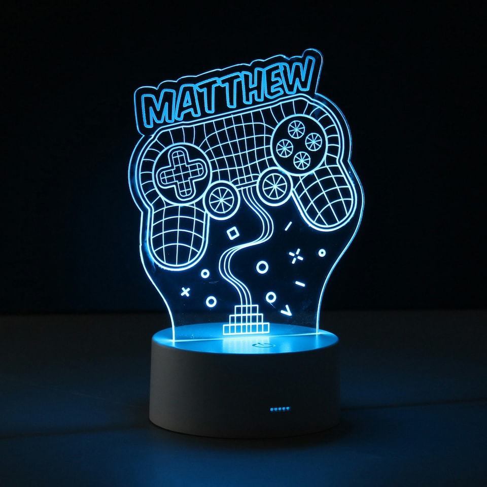 image 1 of Personalised Name Gaming LED Colour Changing Night Light