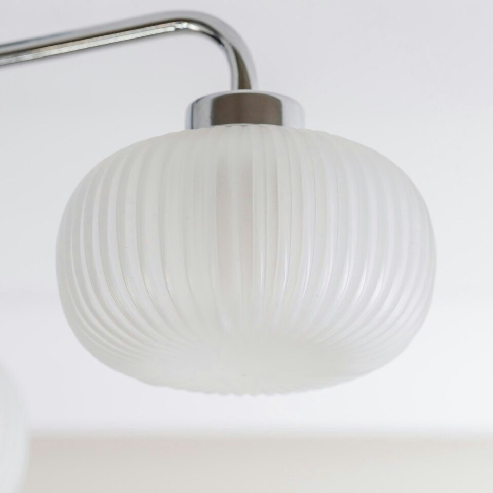 image 1 of ValueLights Amaia Chrome IP44 Rated 3 Way Frosted Ribbed Glass Ceiling Light with LED Bulbs