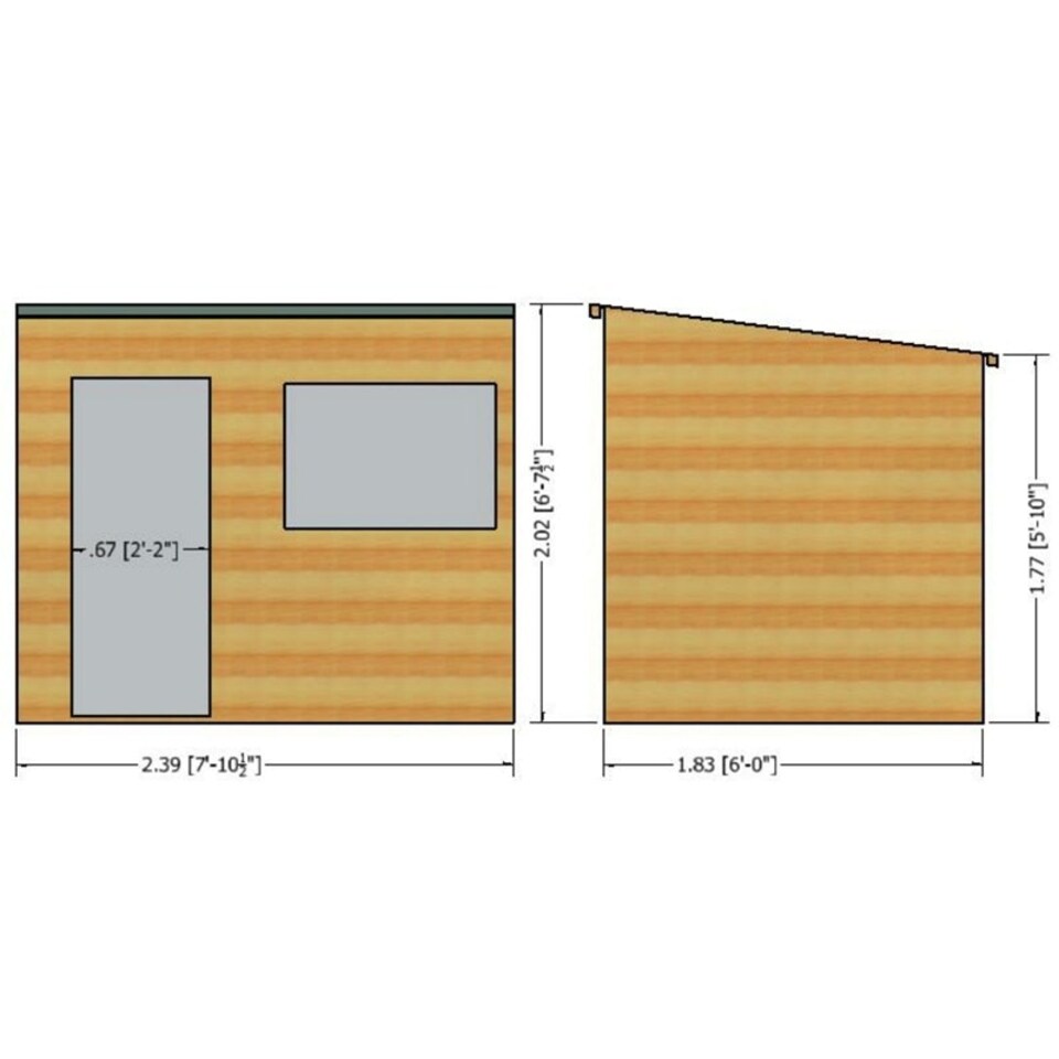 image 1 of Pent Single Door Tongue and Groove Garden Shed Workshop Approx 8 x 6 Feet Brown