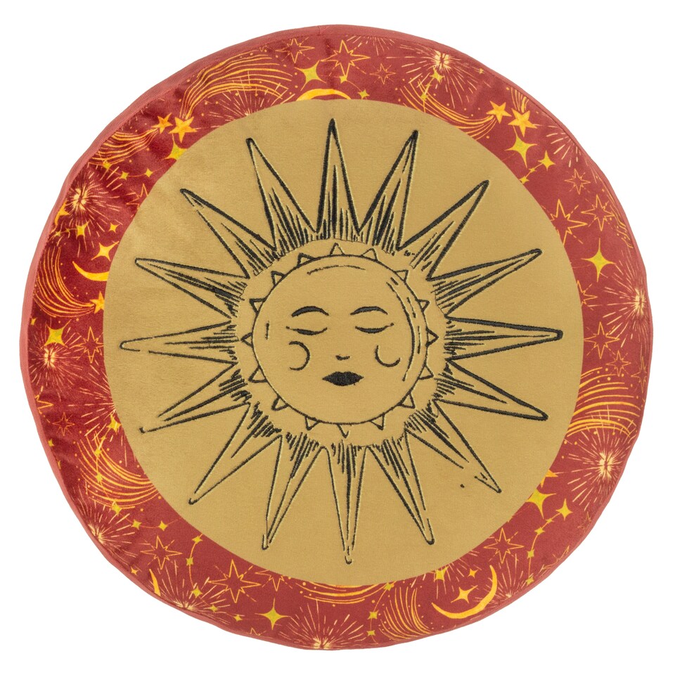 image 1 of Furn Ethereal Sun Velvet Round Cushion, Gold Dust/Rust, 40 x 40cm