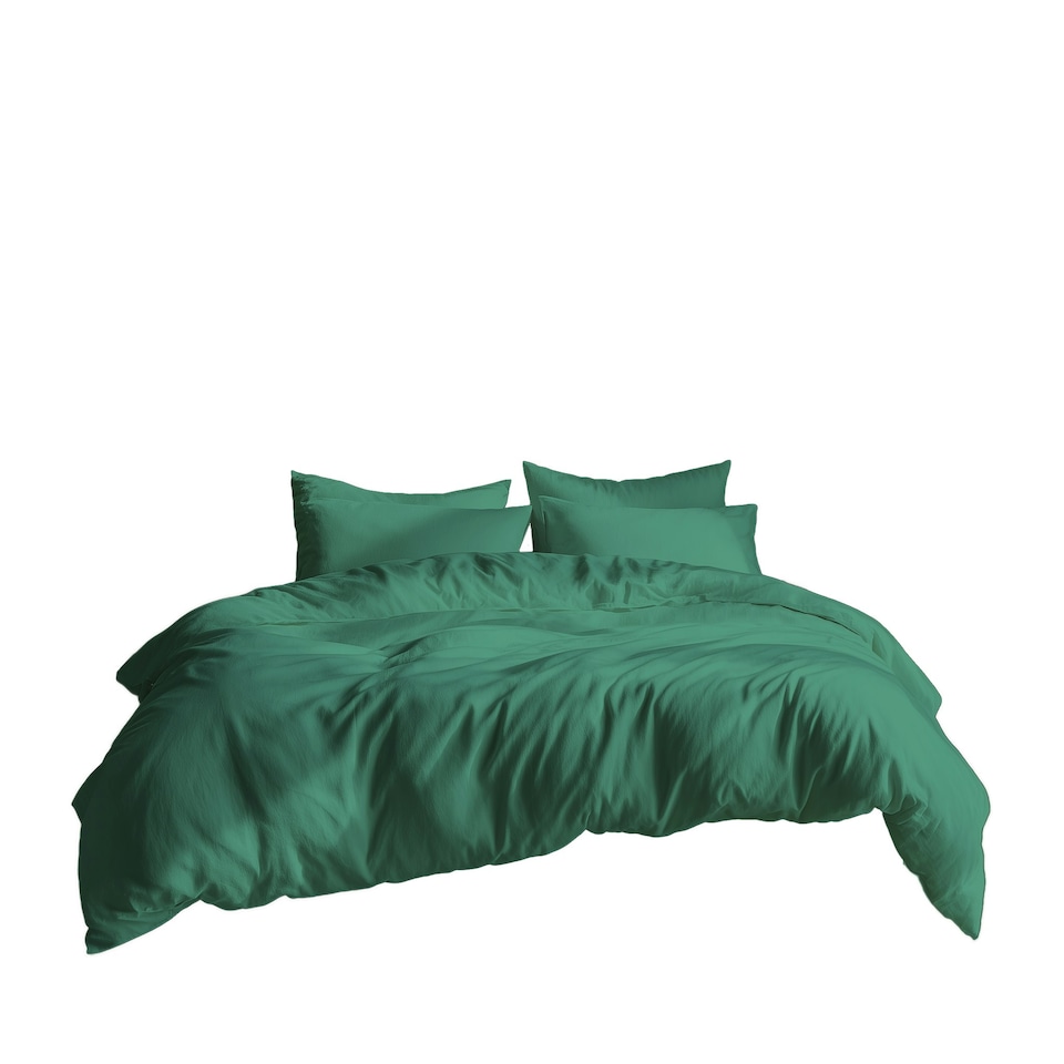 image 1 of Plain Dyed Easy Care Polycotton Duvet Cover And Pillowcase/s Set Bed Linen Green | Green | Mint | Double