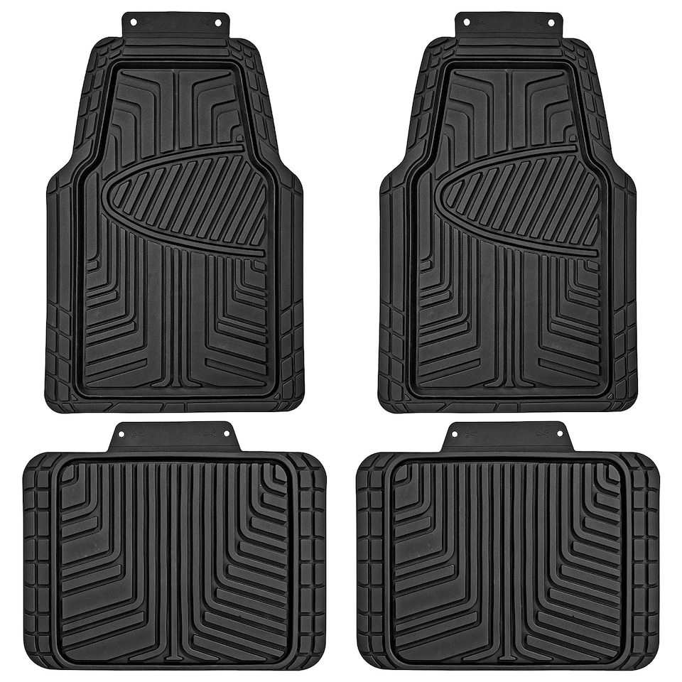 image 1 of Heavy Duty Rubber 4 PCS Car Mat Set Universal Mats Non Slip Cut To Fit Trim