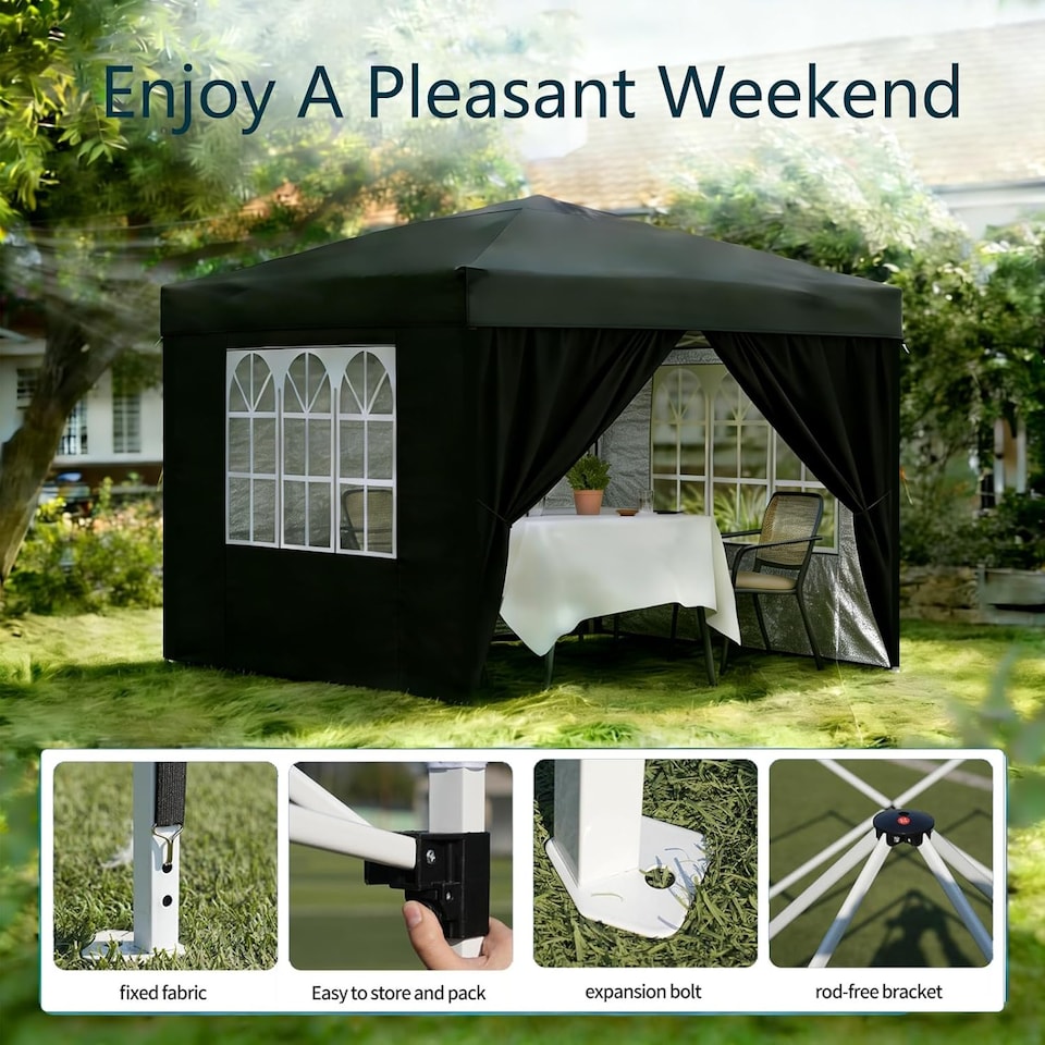 image 1 of Rattantree Pop Up Gazebo Canopy Tent 3x3m Waterproof Outdoor Shelter