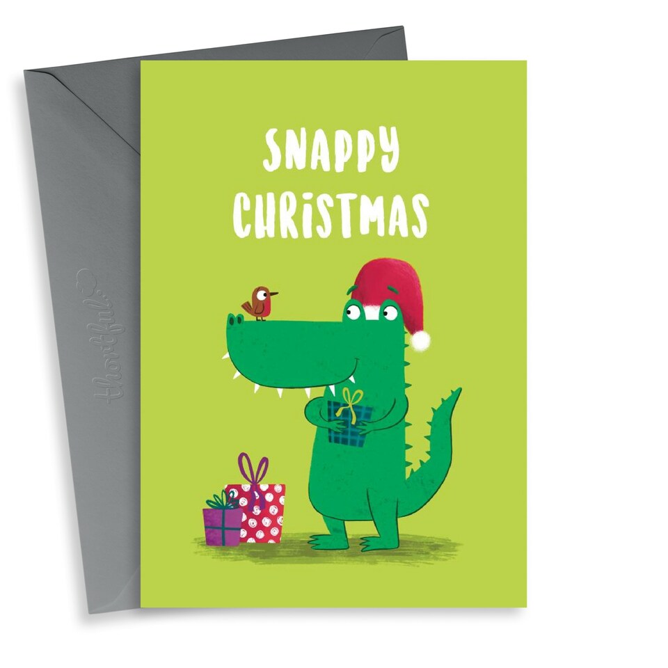 image 1 of Cute Christmas Card - Crocodile And Robin