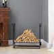 image 7 of HOMCOM Steel Firewood Log Holder Indoor Outdoor Firewood Rack Fireplace Wood Storage Shelf with 4 Tools, Hooks, Scrolls, RustResistant, Black, 75L x 30W x 60H cm