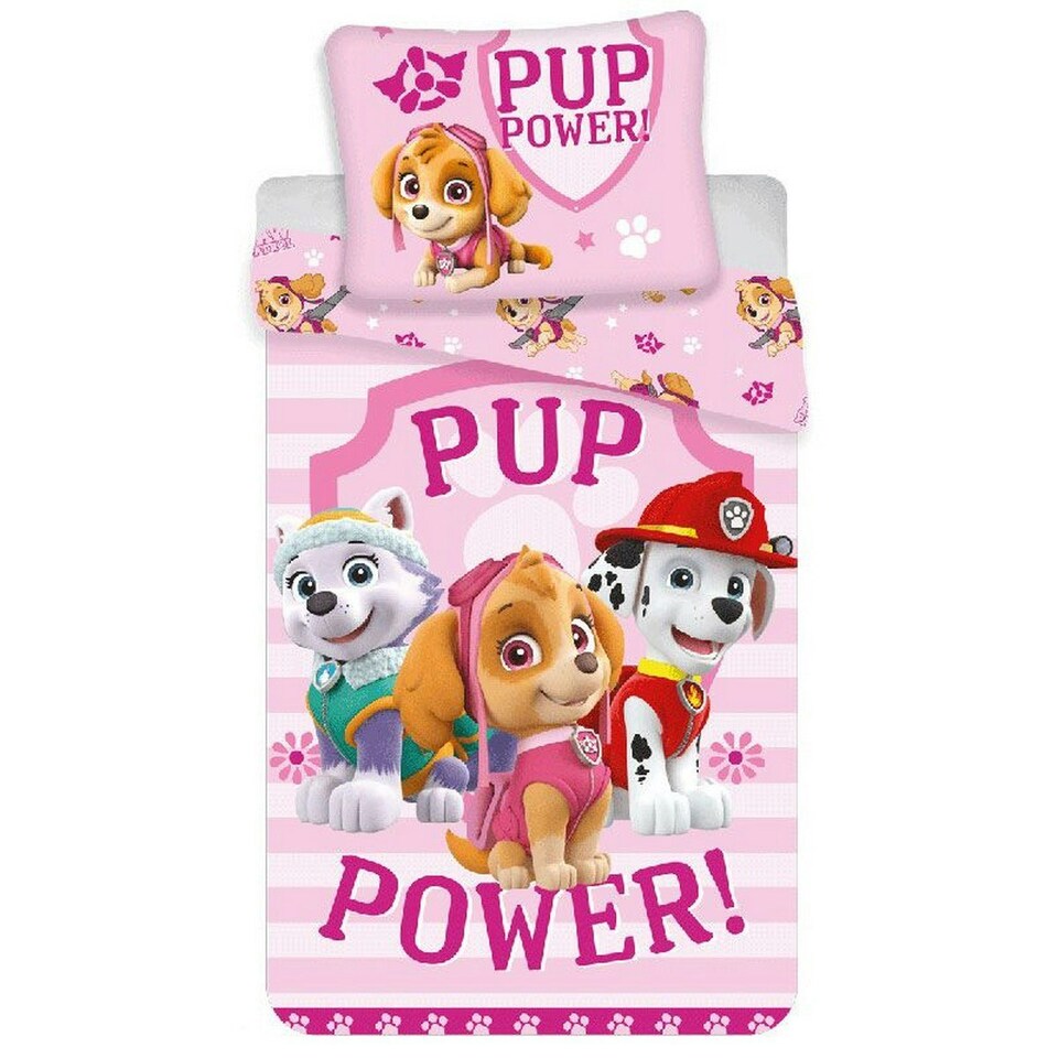 Paw Patrol Pup Power Duvet Cover Set - Pink/Brown/Red - Single