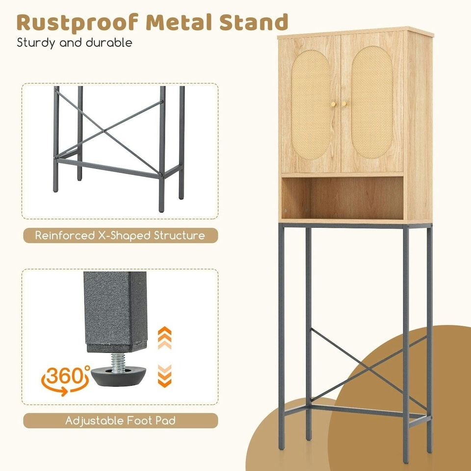 image 1 of COSTWAY Freestanding Toilet Storage Cabinet Bathroom Rack