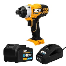 JCB 18V Impact Driver, 150Nm, 4.0Ah Li-ion Battery, 2.4A Charger, 1/4" Hex Chuck | JCB-18ID-4XB