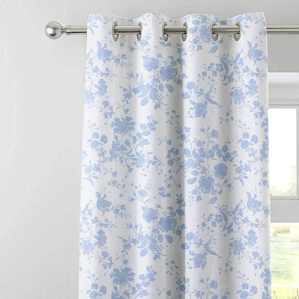 image 1 of Charlotte Thomas Amelie Blue Pencil Pleat Curtains - 168 x 183cm