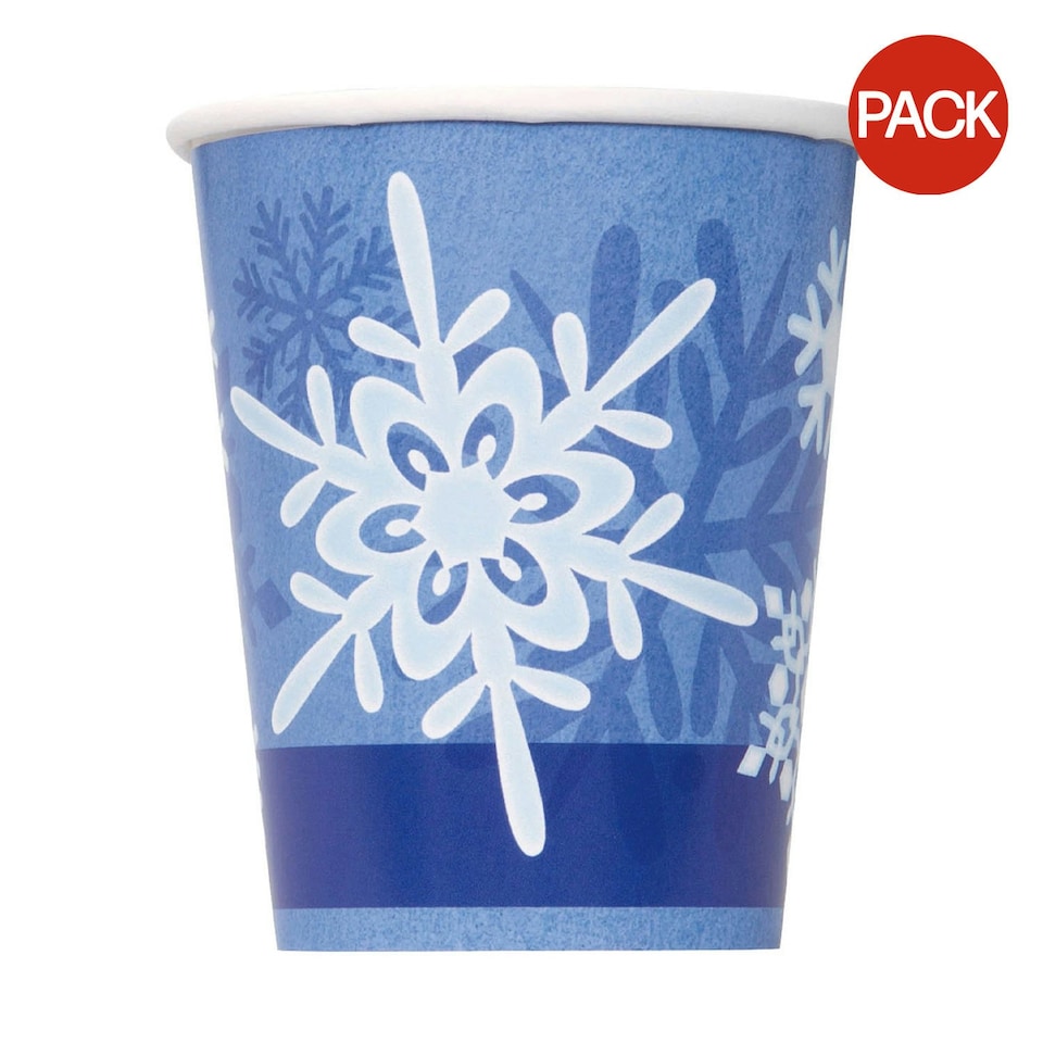 Snowflake Winter Party Cup (Pack of 8) - Blue/White - One Size