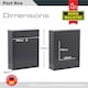 image 4 of Burg-Wachter Anthracite Compact Wall Mounted Galvanised Steel Post Box - 26x33x9cm | Black | Anthracite