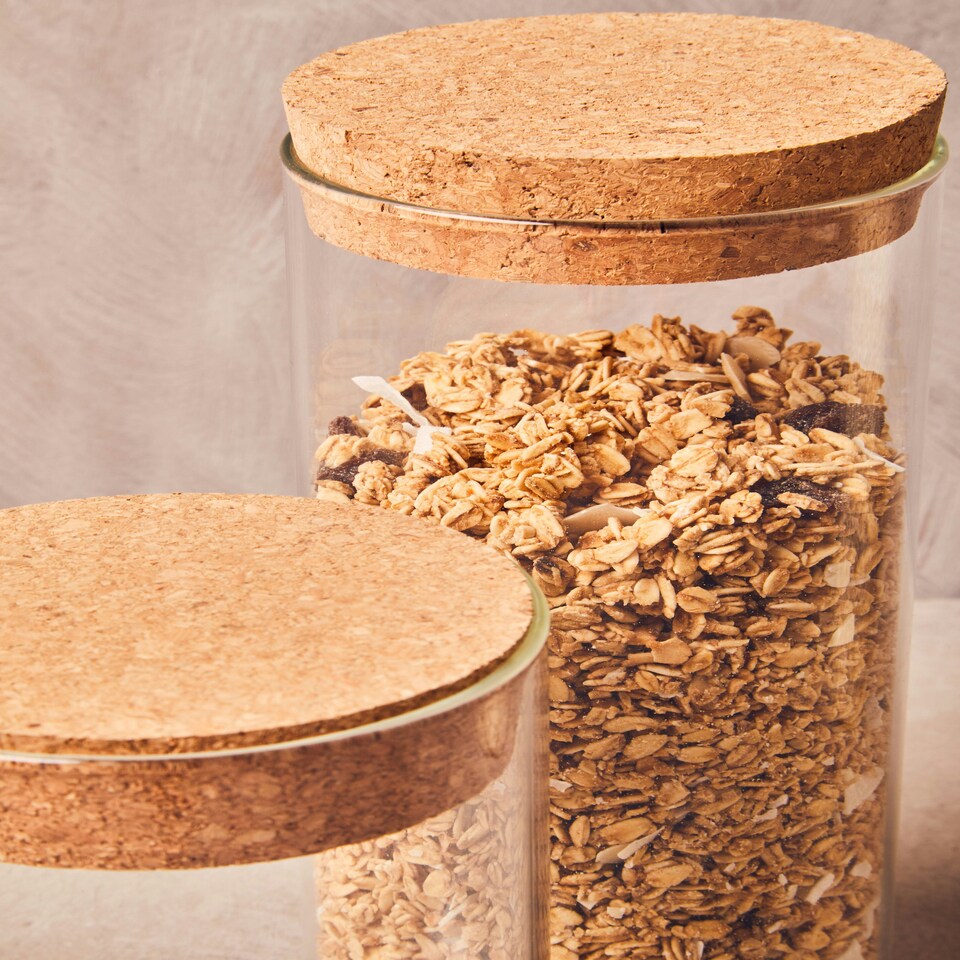 image 1 of Interiors by Premier Medium Glass Jar, Eco-Friendly Glass with Airtight Cork Lid and Chalkboard Label, Perfect for Storing Spices